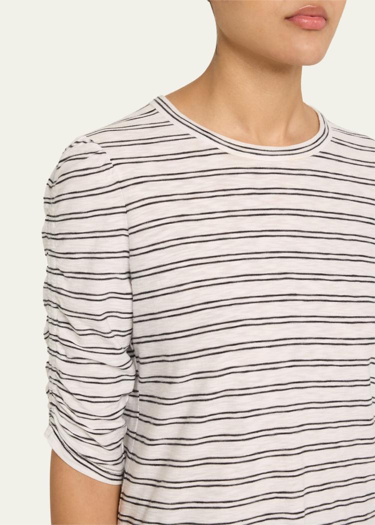 waldorf stripe ruched-sleeve tee