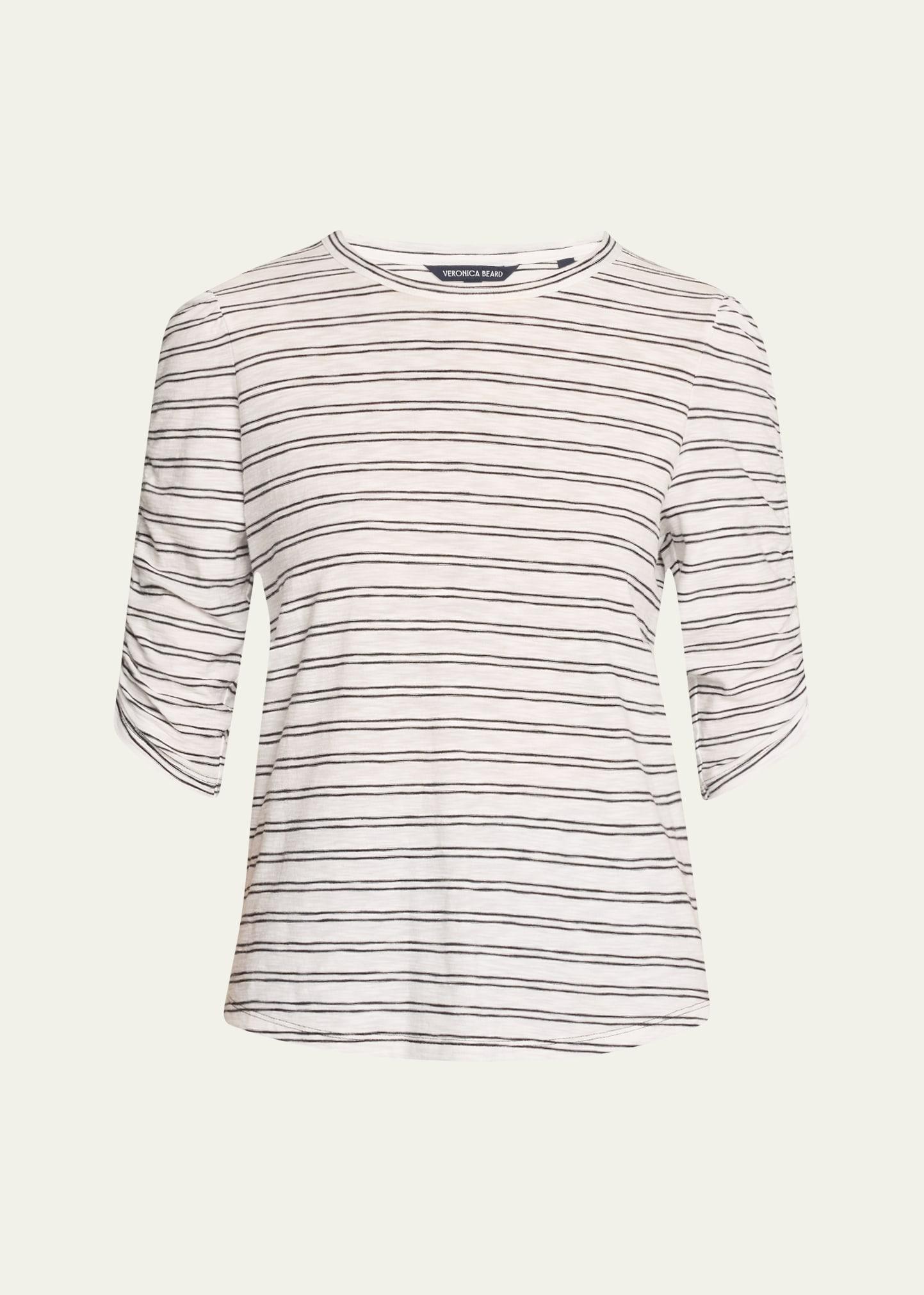 waldorf stripe ruched-sleeve tee