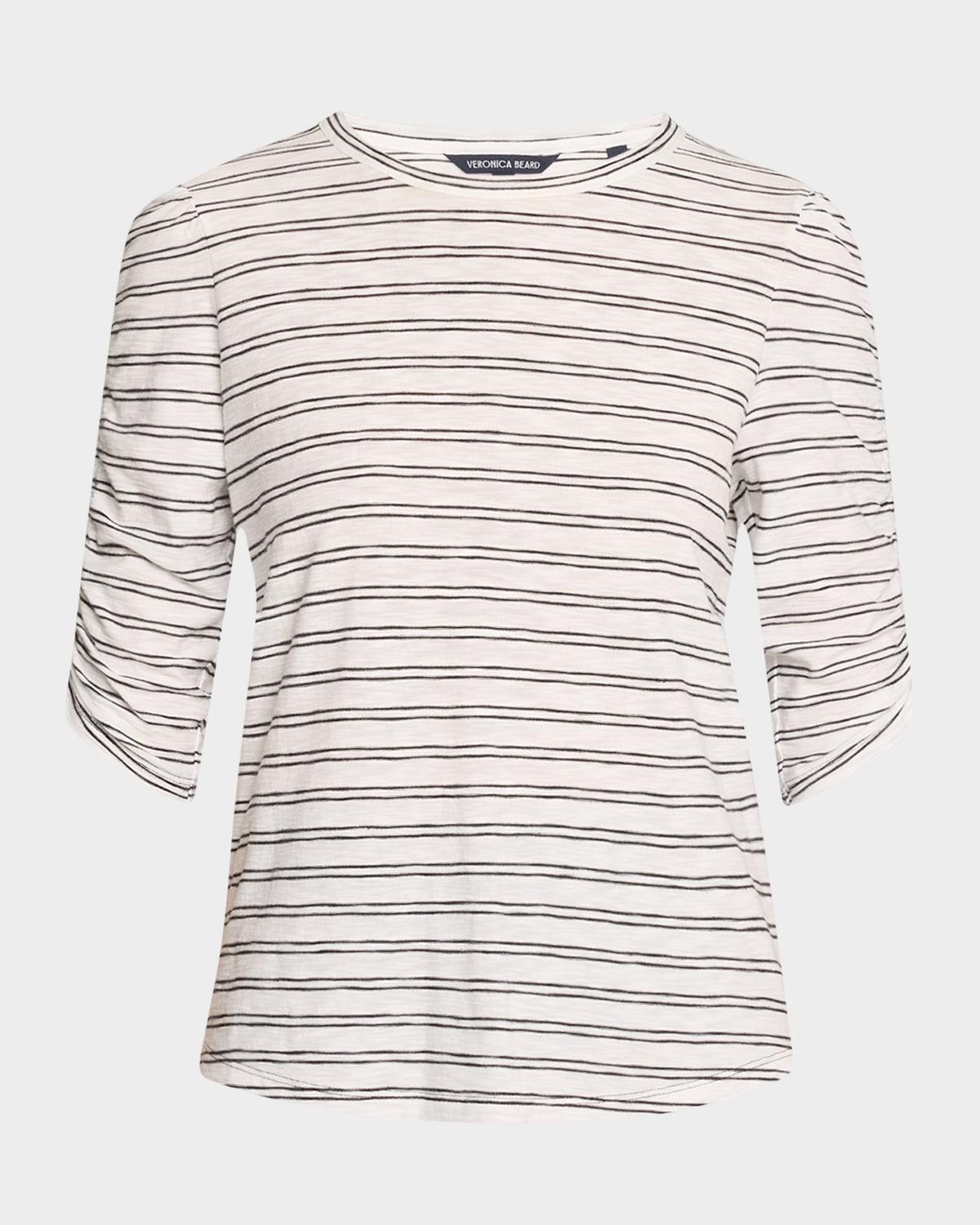 waldorf stripe ruched-sleeve tee