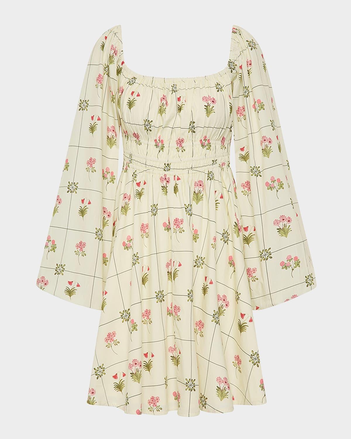 walker floral-print blouson mini dress