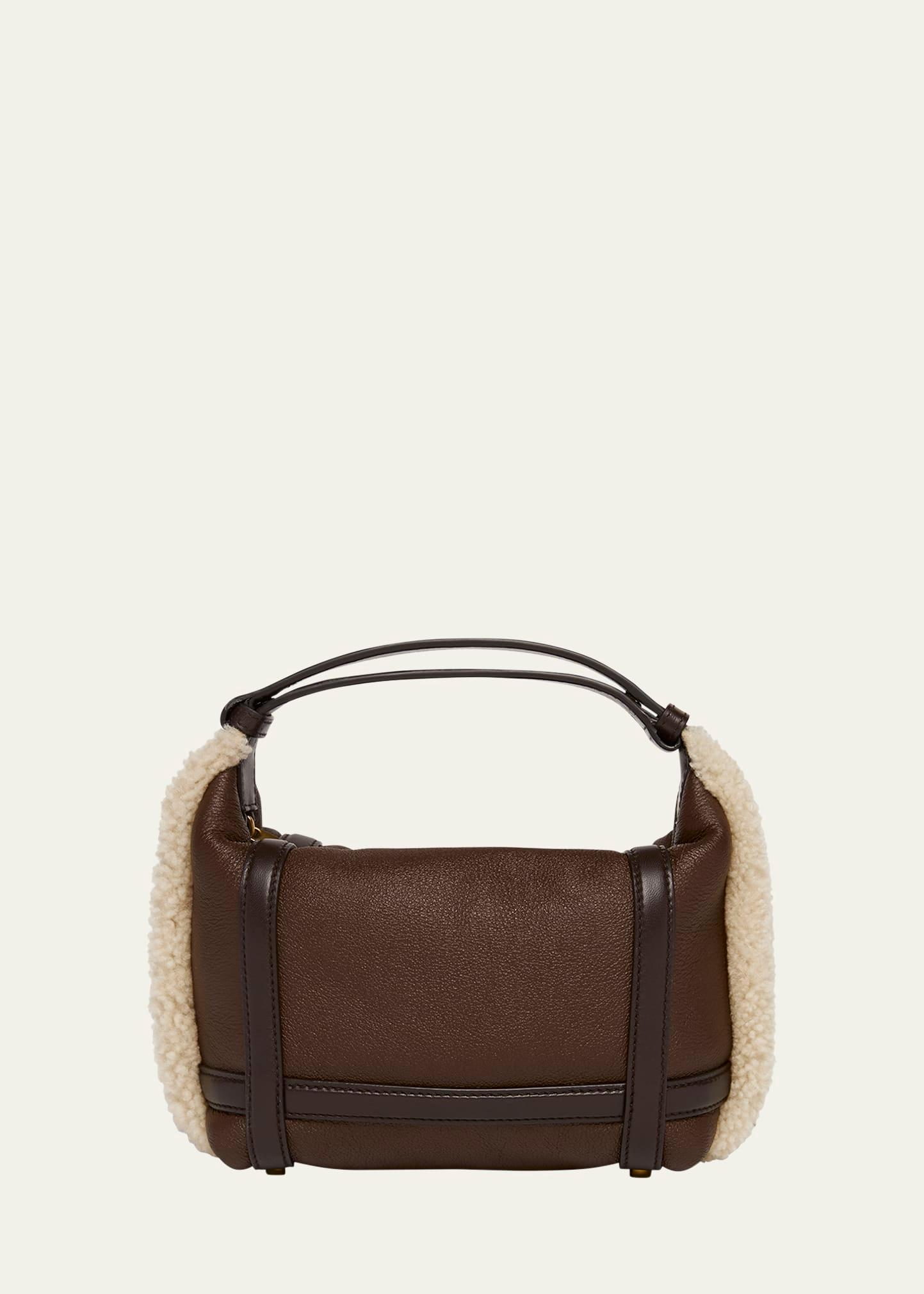 wallace mini lamb fur top-handle bag