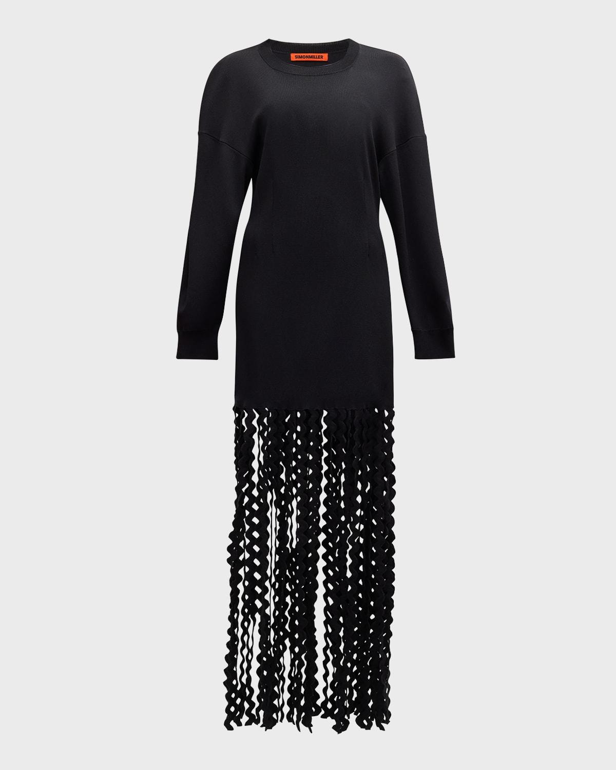 wallis fringe knit midi dress