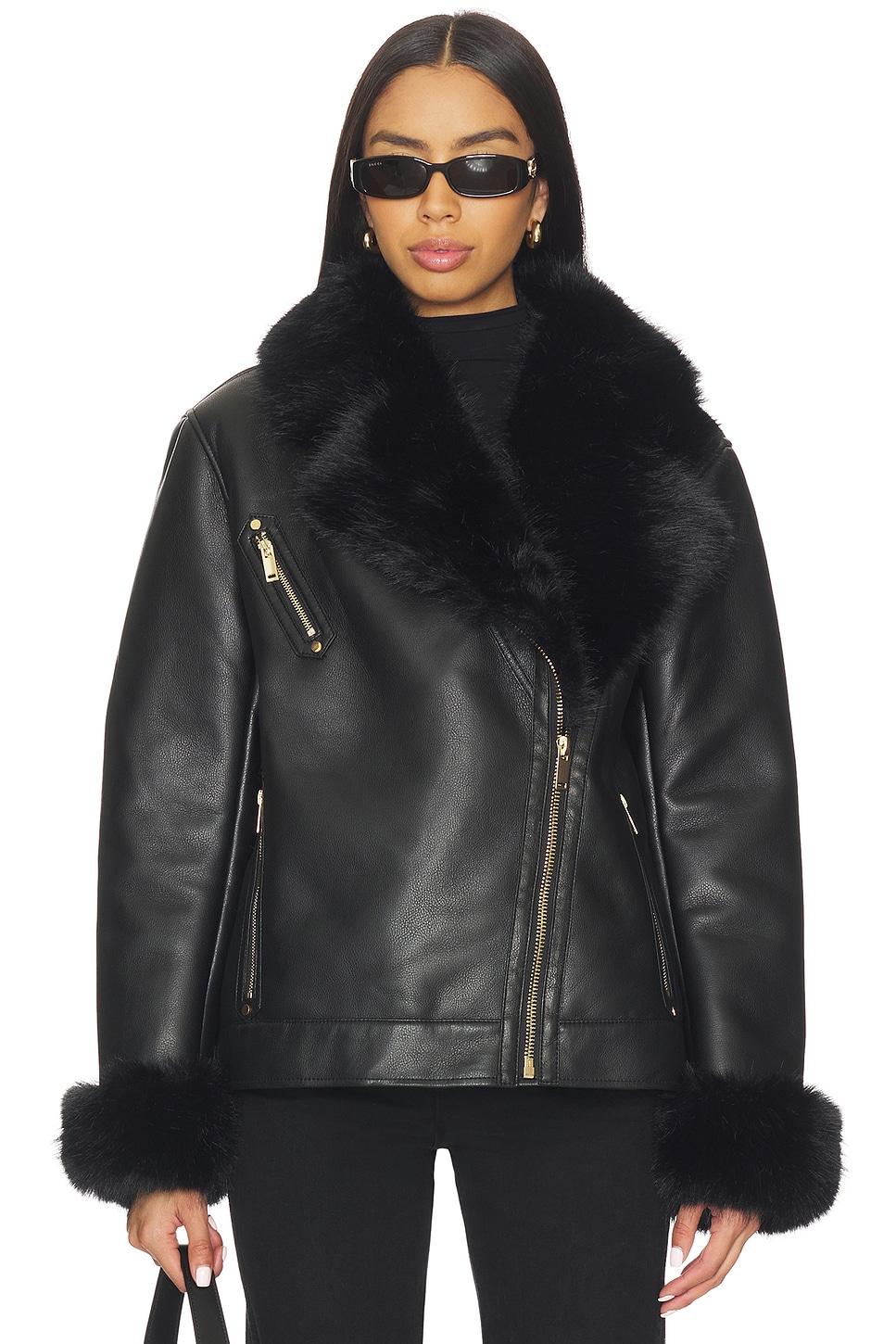 walt faux fur shearling moto jacket