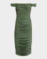 walter shirred midi dress with winglet sleeves