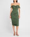 walter shirred midi dress with winglet sleeves