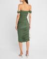 walter shirred midi dress with winglet sleeves