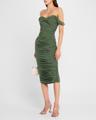 walter shirred midi dress with winglet sleeves
