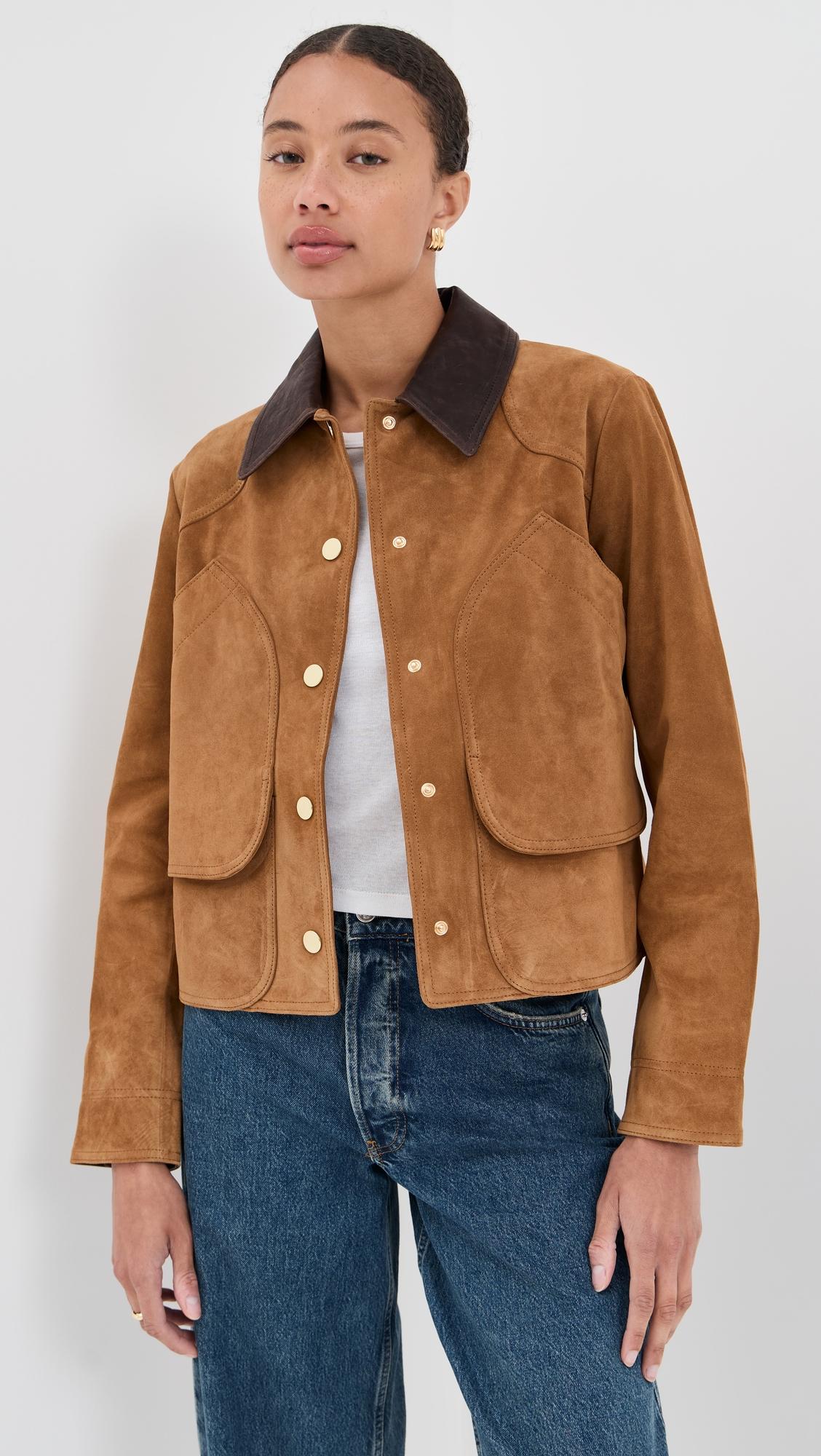 walters leather cropped barn jacket