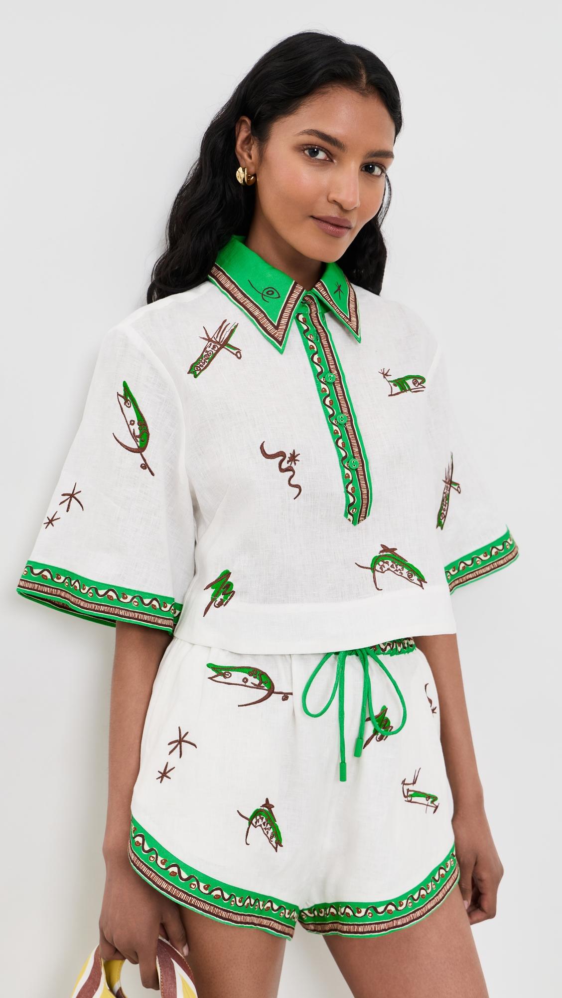 wanda linen cropped shirt