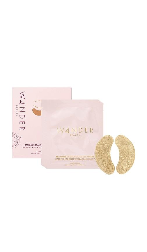 wander beauty baggage claim gold eye mask 6 pack in metallic gold.