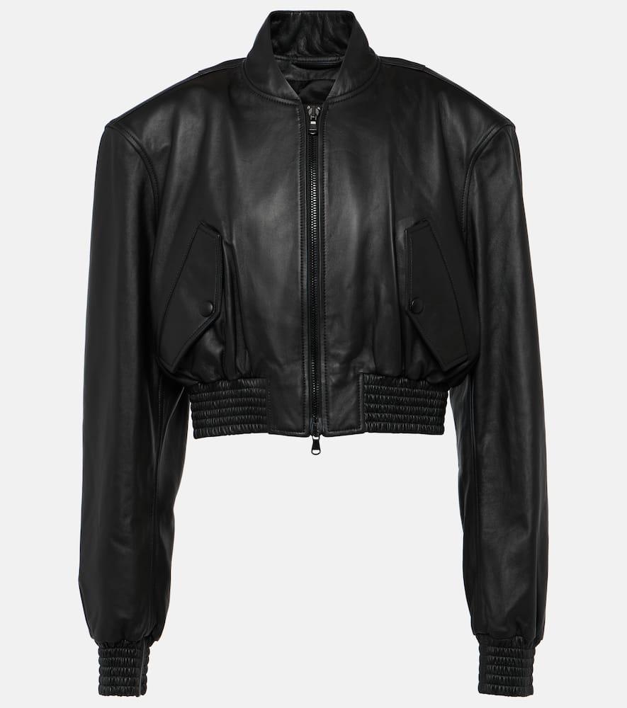wardrobe. nyc cropped leather bomber jacket