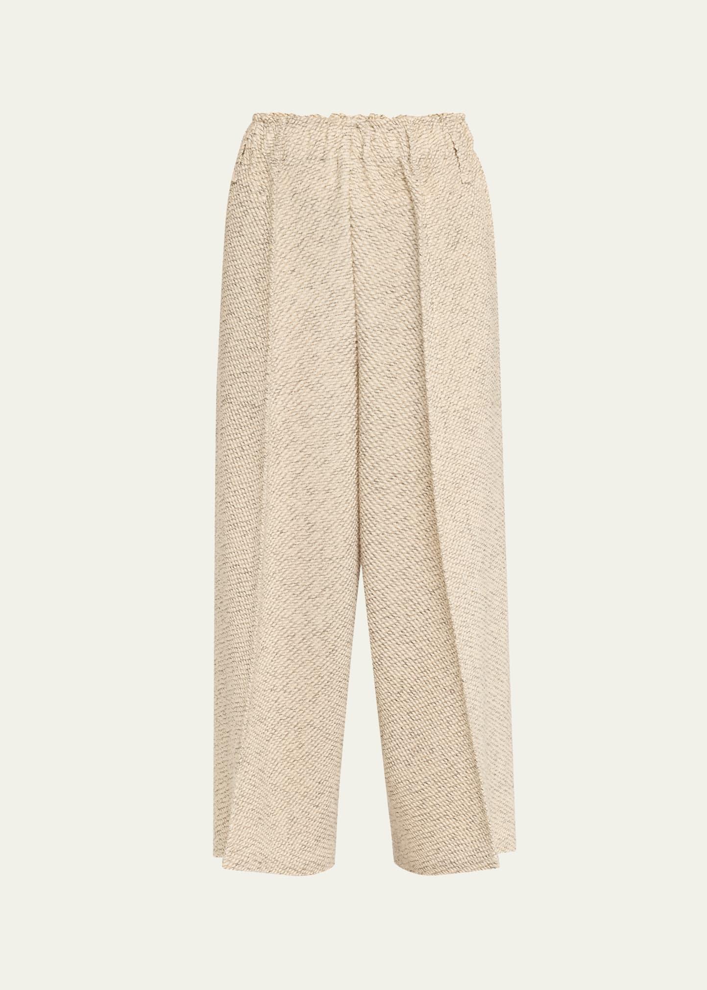 warm pleats woven cropped pants