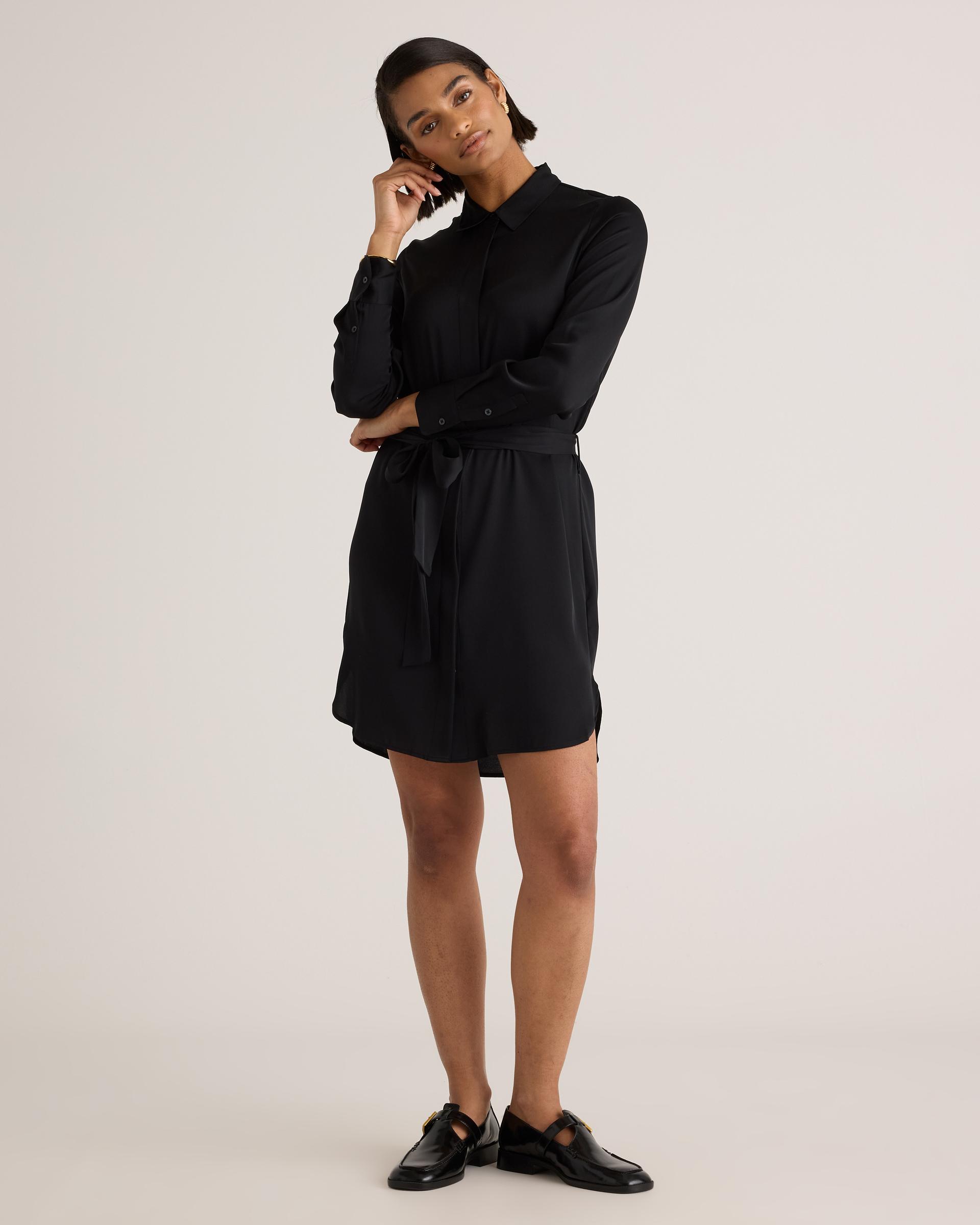 washable stretch silk shirt dress