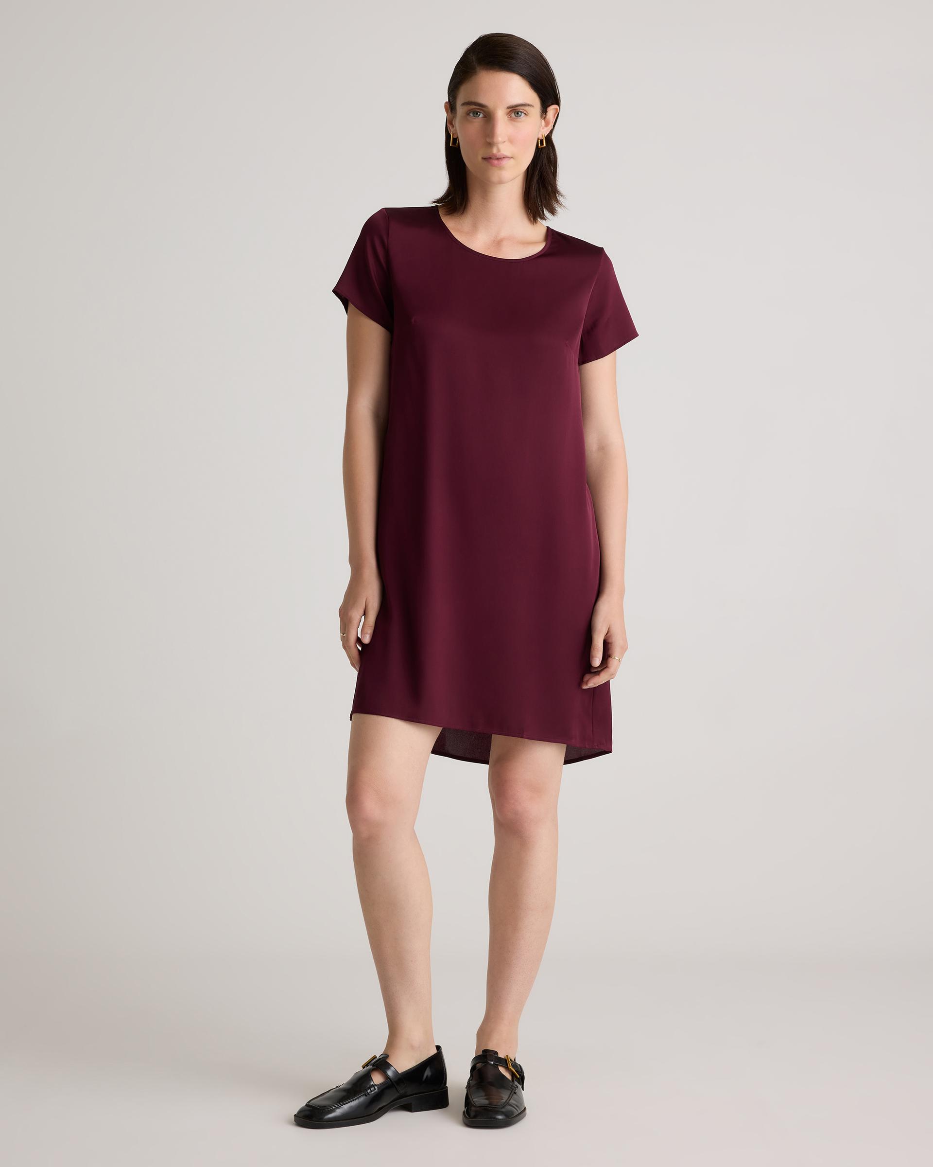 washable stretch silk tee dress