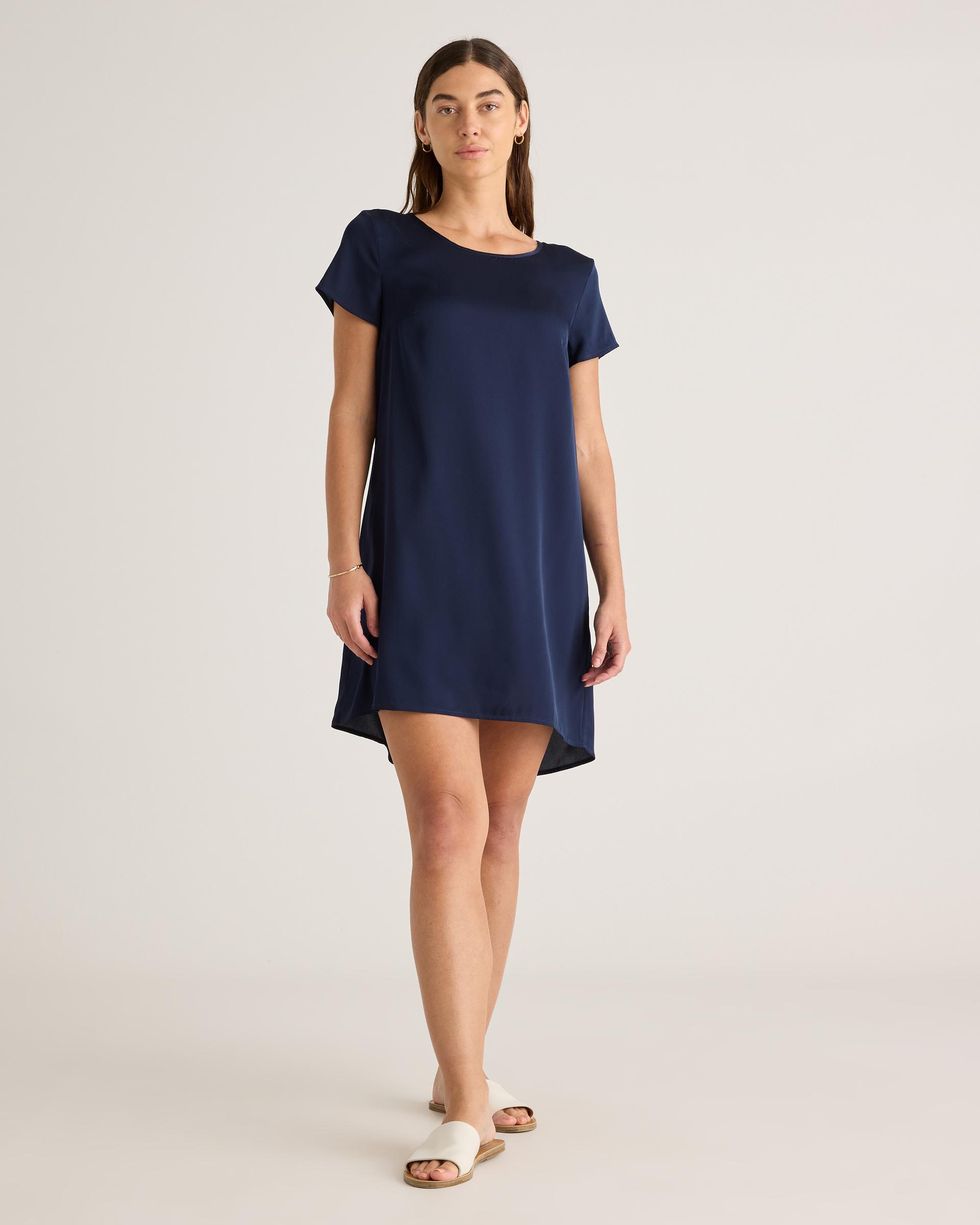 washable stretch silk tee dress