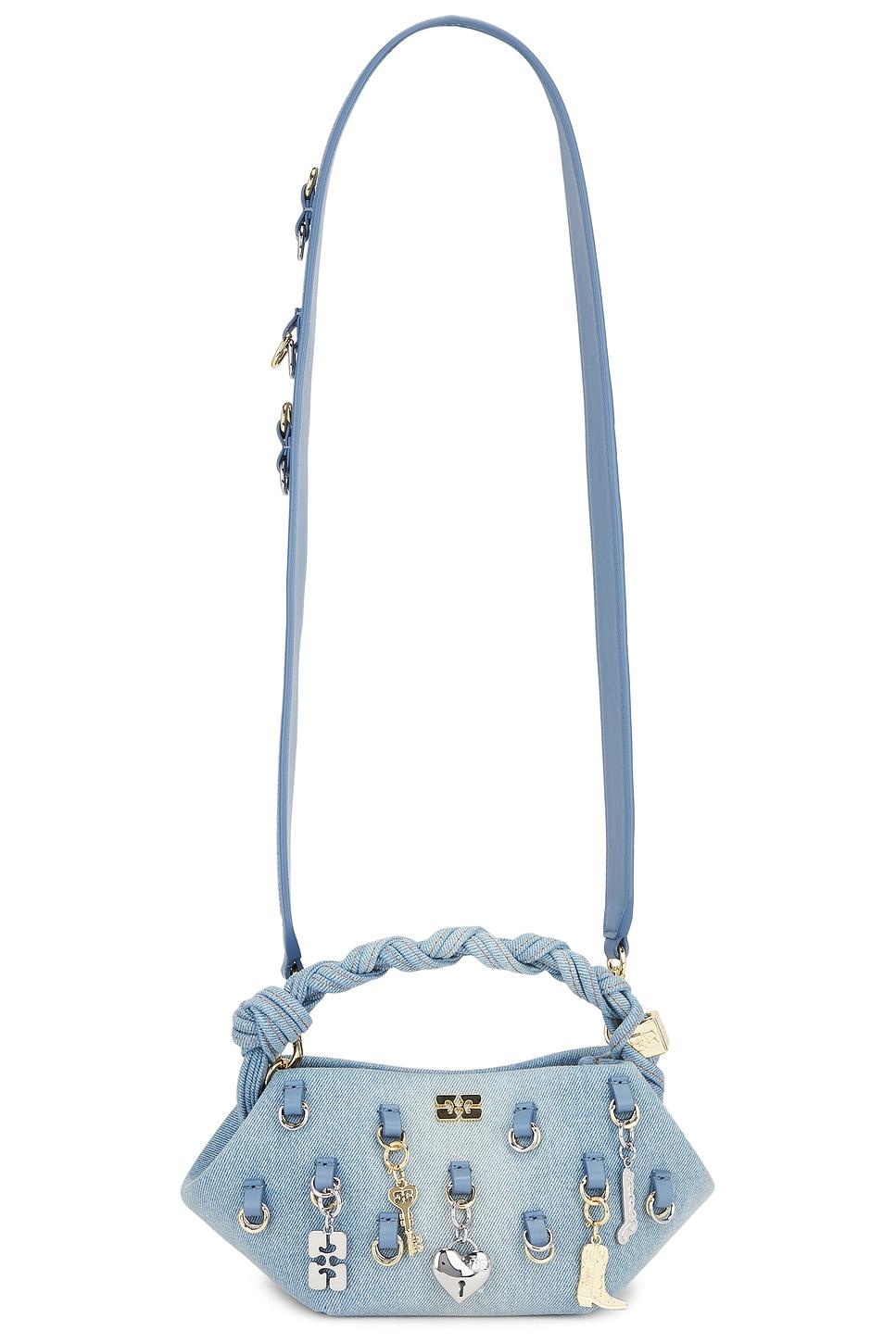 washed denim charms bou mini bag