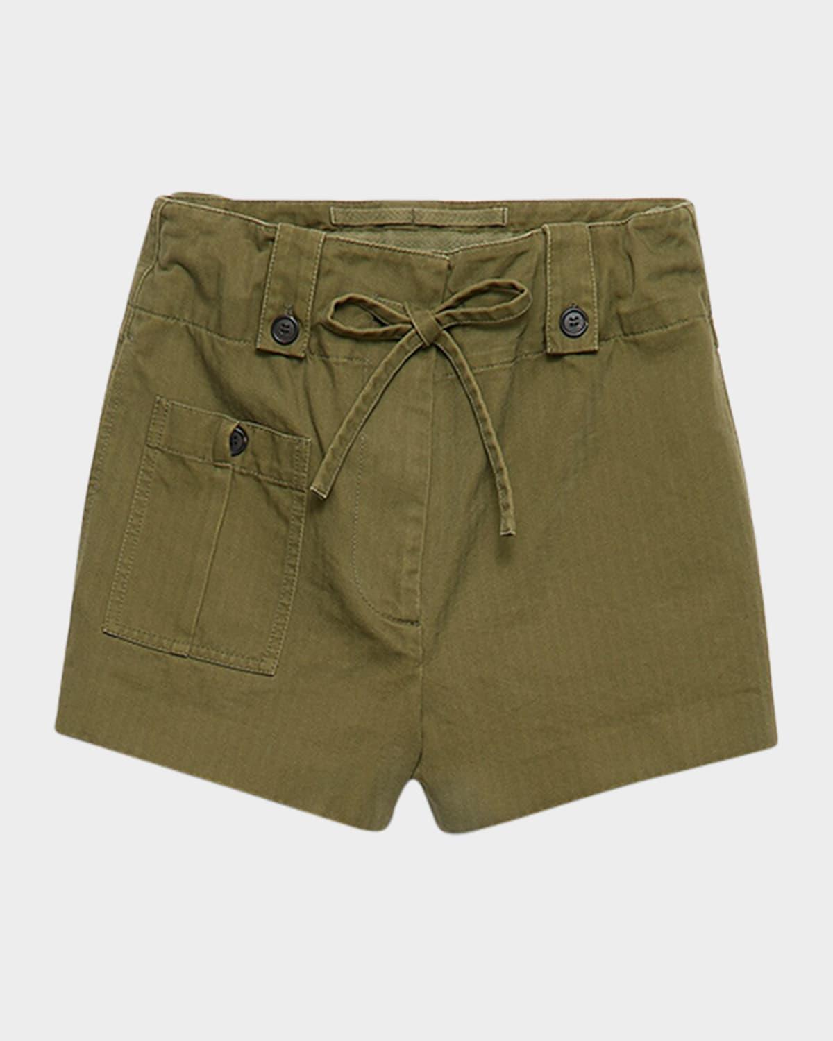 washed drawstring shorts