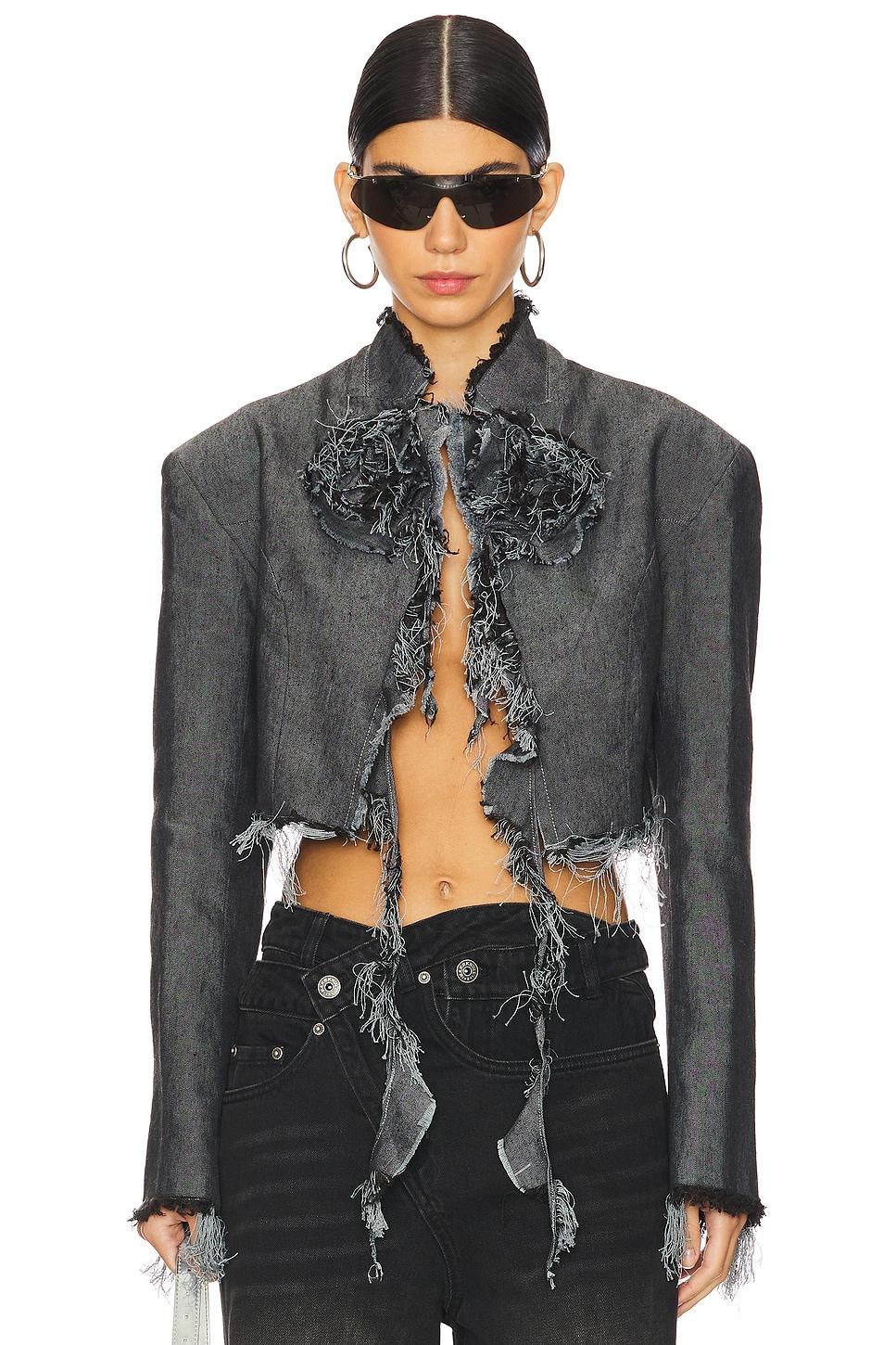 washed flower blazer