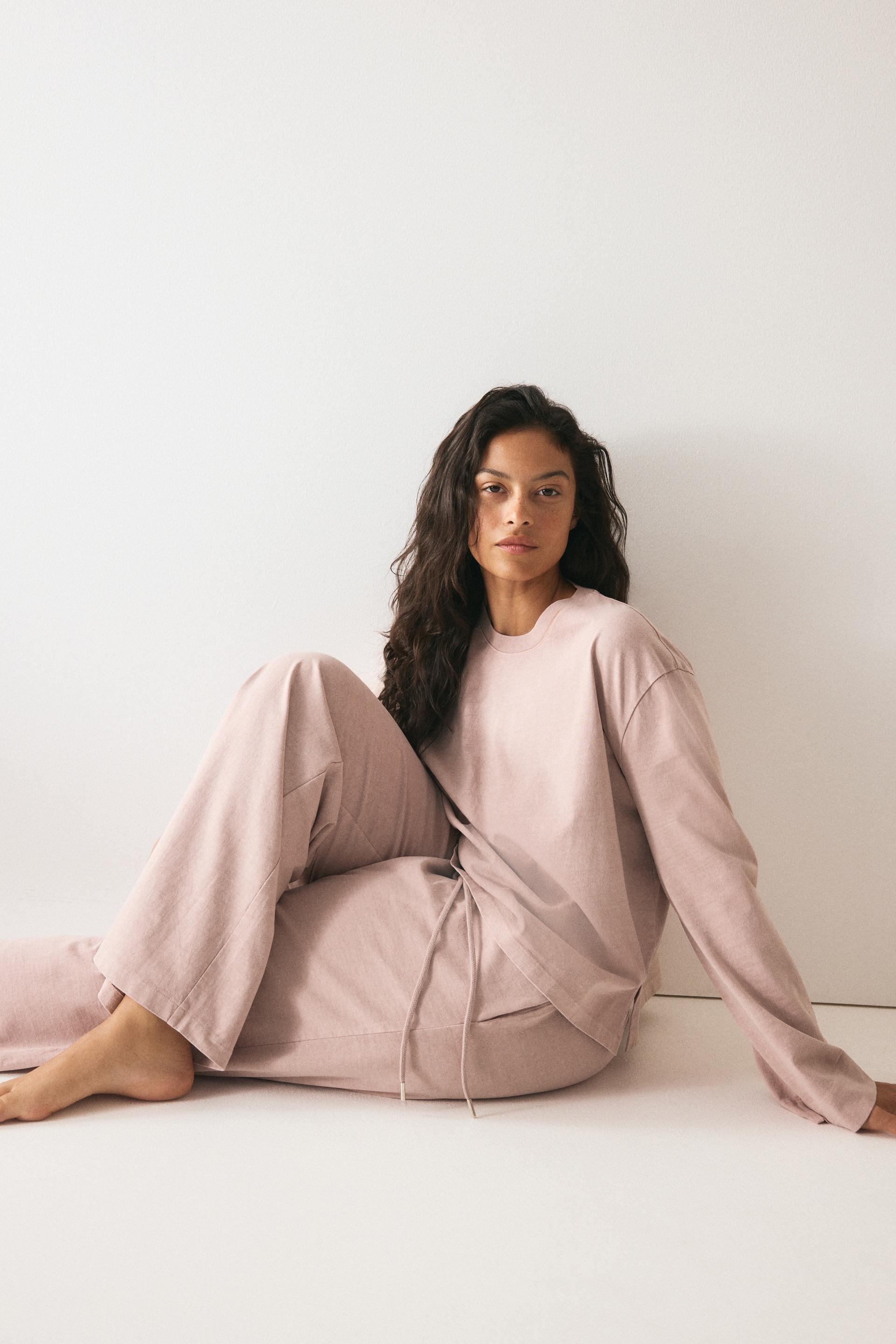 washed-look cotton pants