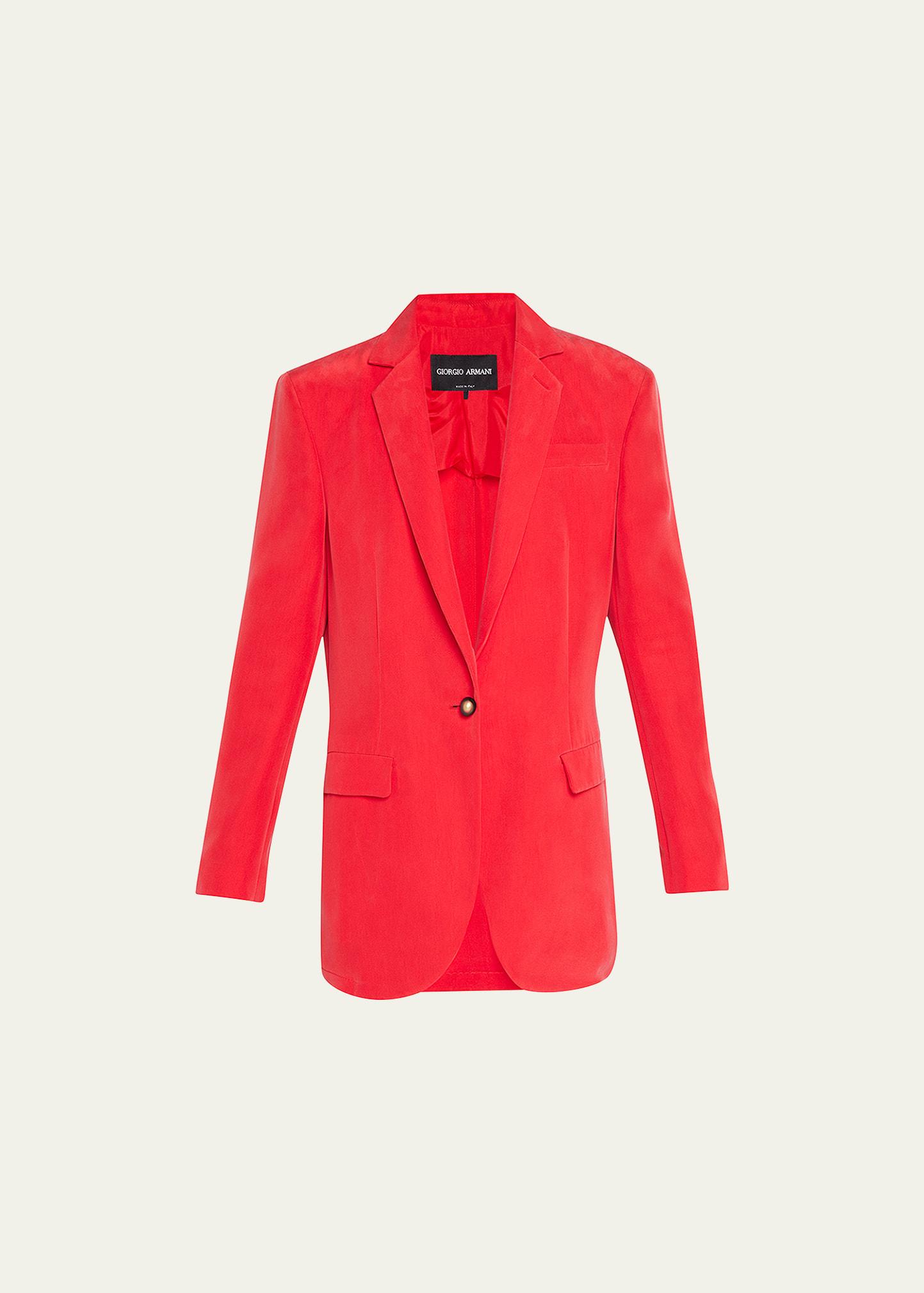 washed silk blazer jacket