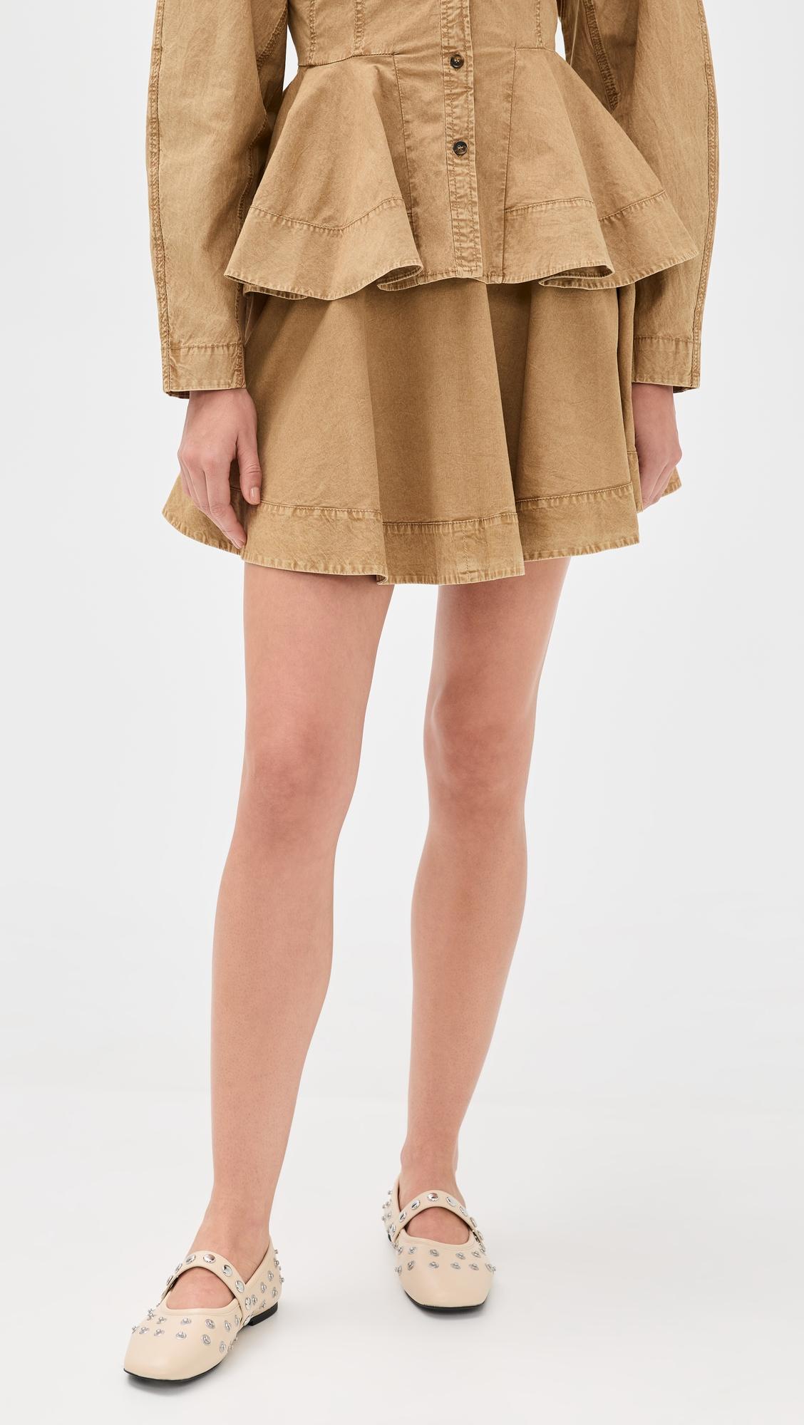 washed stretch cotton mini circle skirt