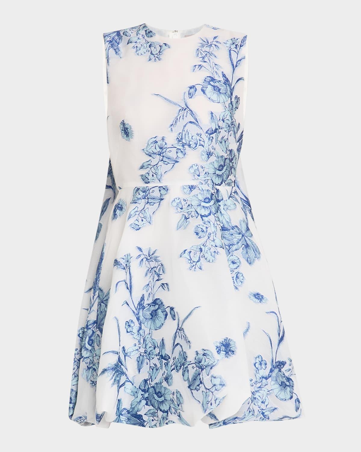 wateau floral fil coupe bubble mini dress