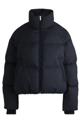 water-repellent jacket in corduroy-effect fabric- dark blue women's casual jackets