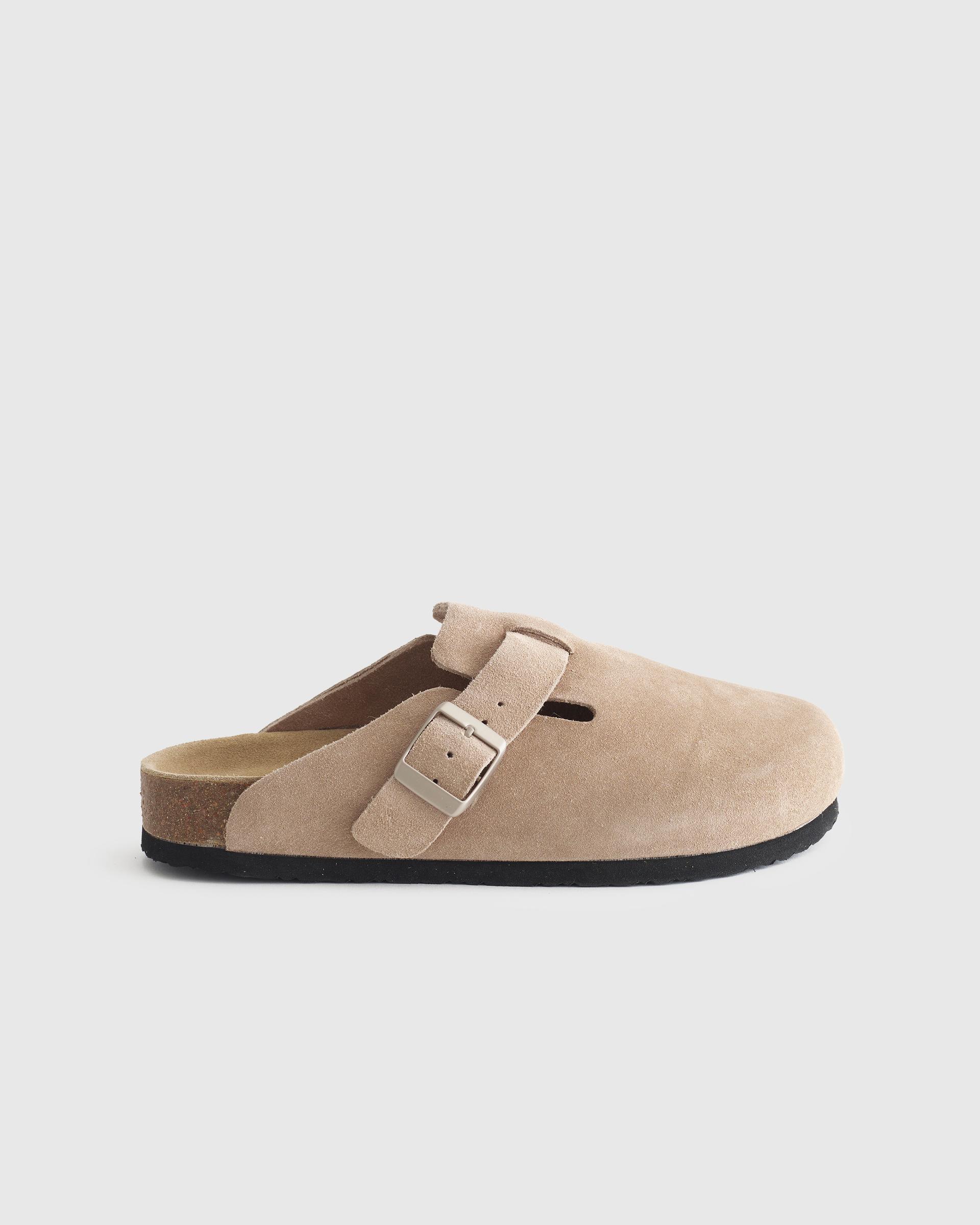 water repellent suede clog mule