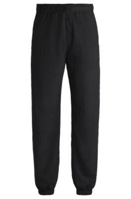 water-repellent trousers with adjustable belt- black men's casual pants