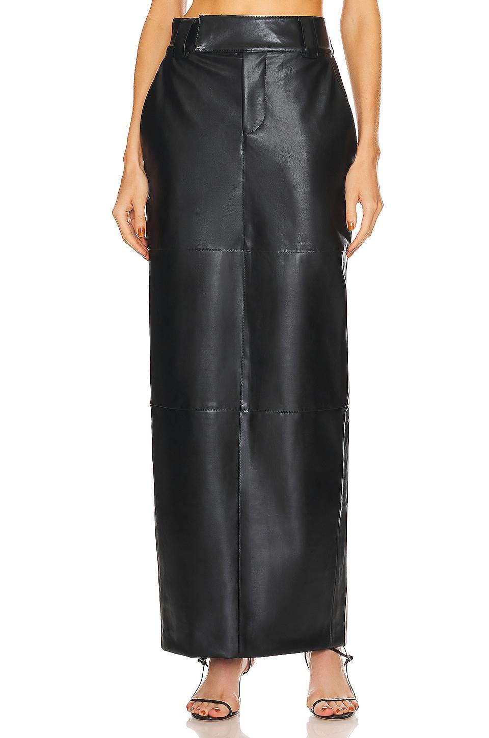 waterbased faux leather midi skirt
