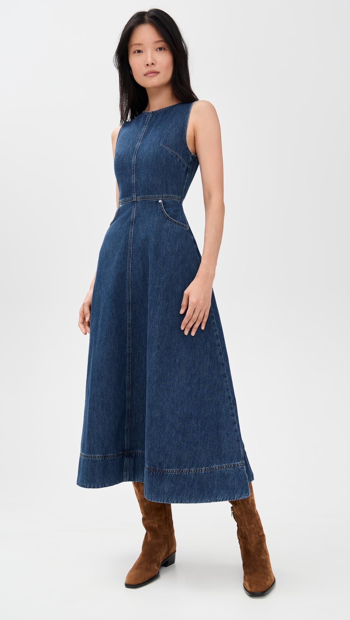 waterlily denim midi dress