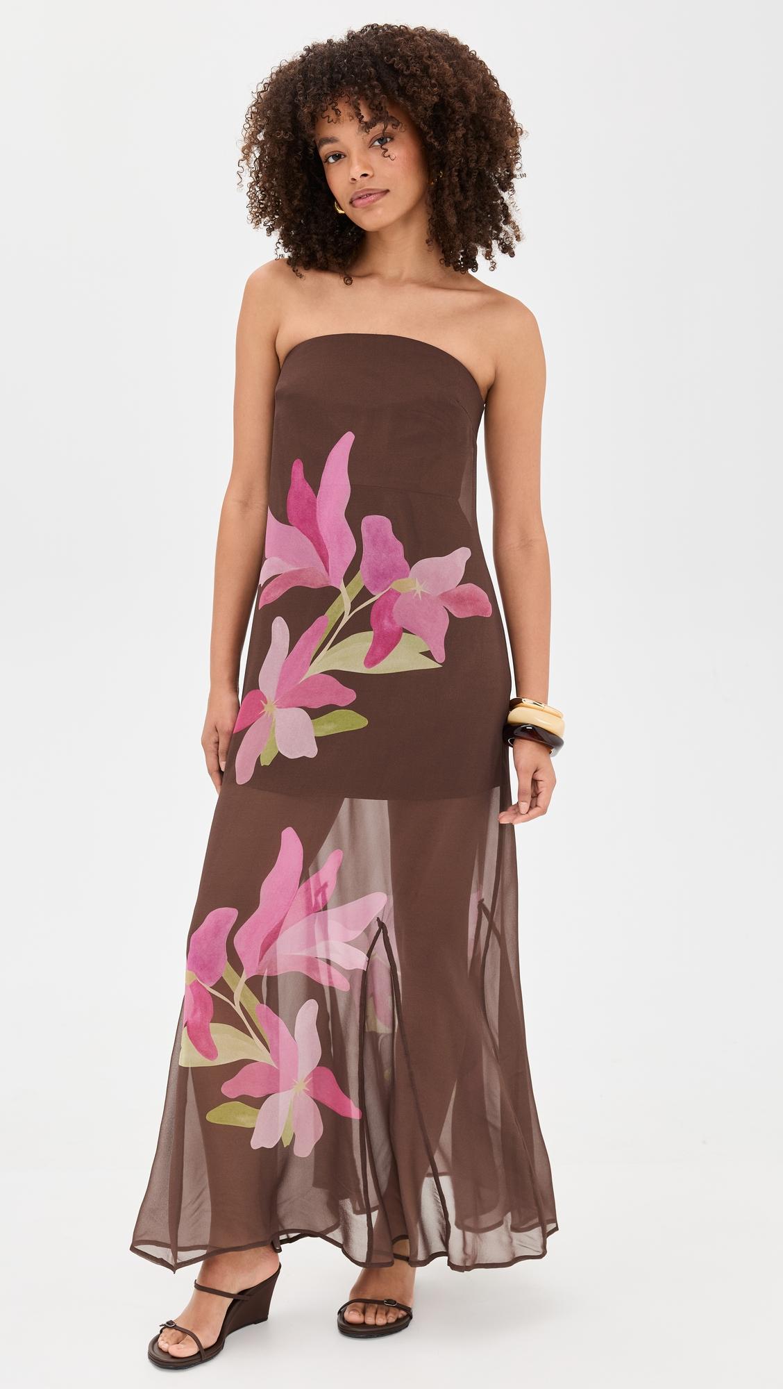 waterlily lupa strapless maxi dress