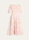 waterlily organza jacquard midi dress