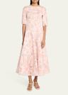 waterlily organza jacquard midi dress
