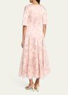 waterlily organza jacquard midi dress
