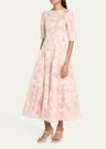 waterlily organza jacquard midi dress