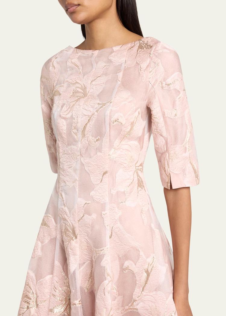waterlily organza jacquard midi dress
