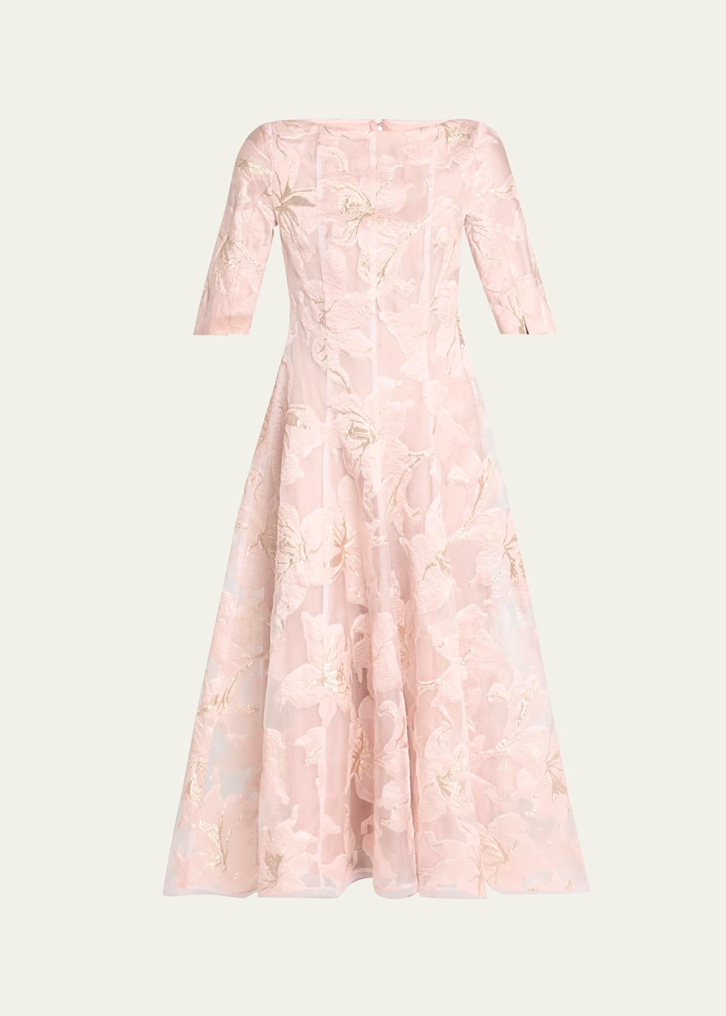 waterlily organza jacquard midi dress