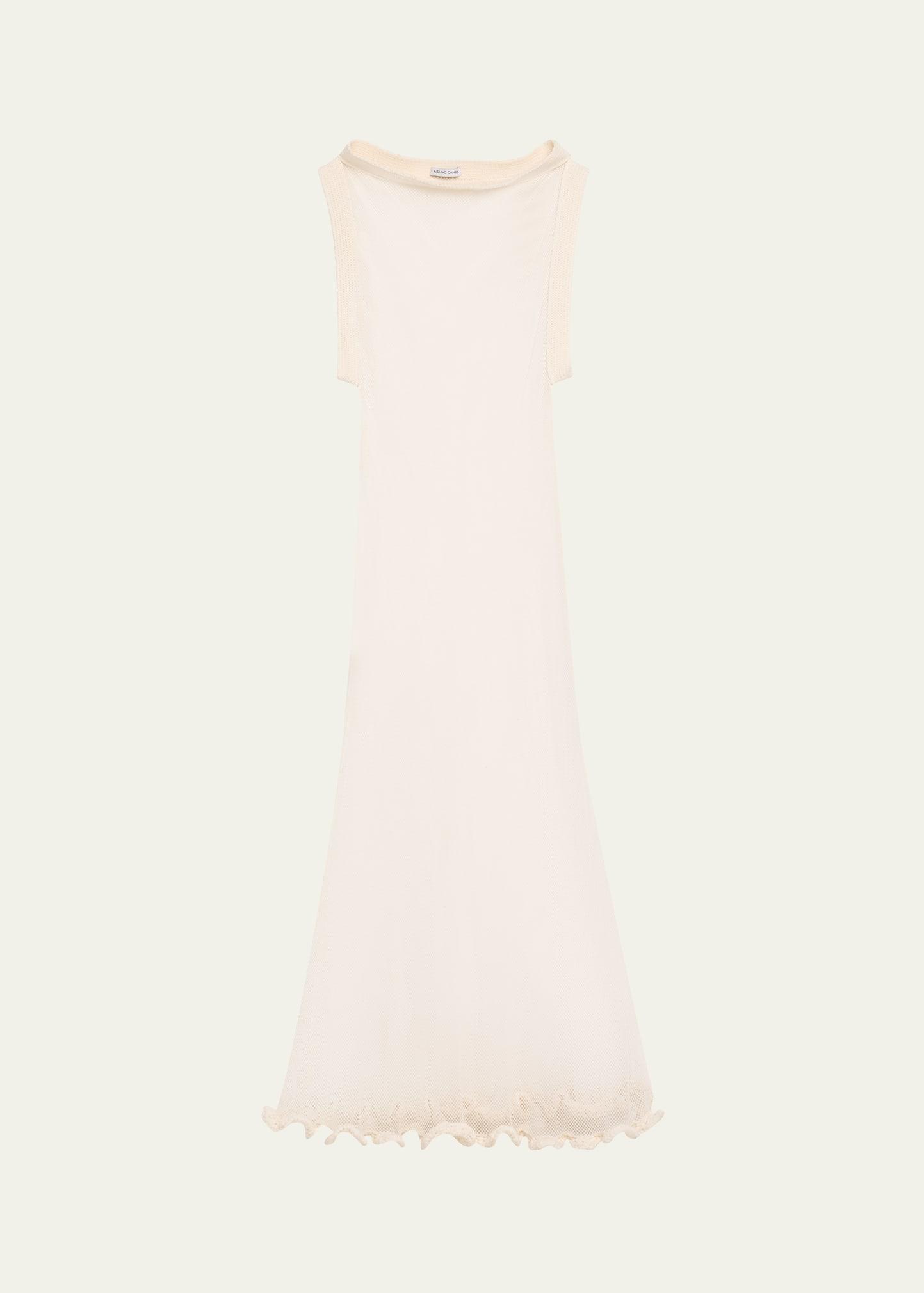 wave boatneck mesh-knit maxi dress