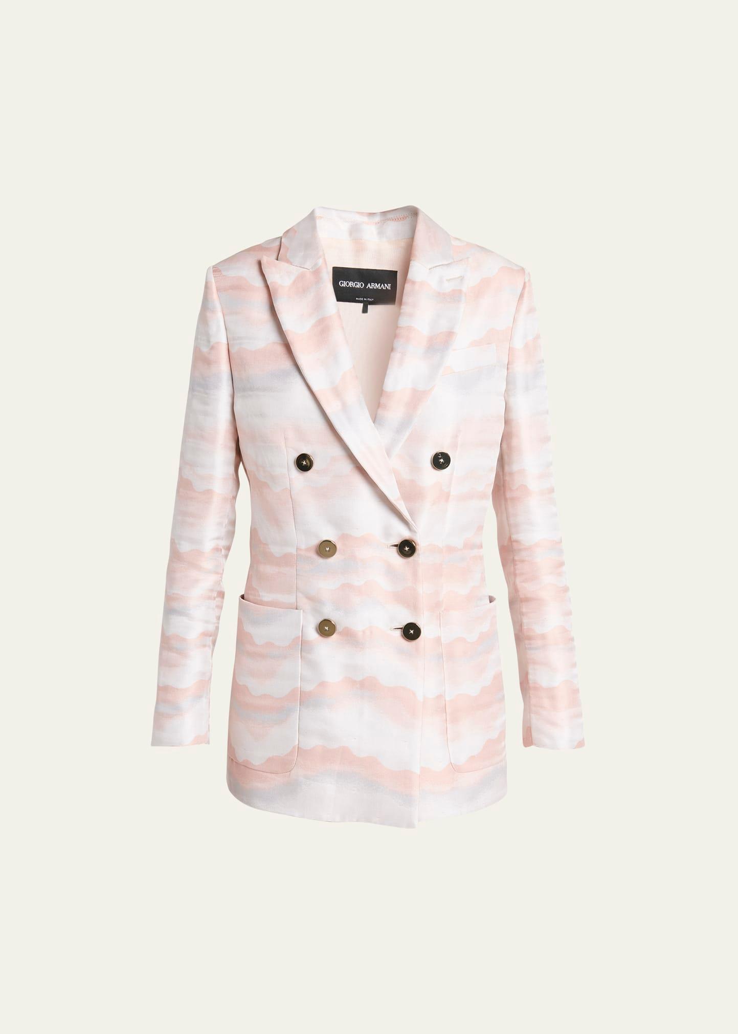 wave print jacquard double-breasted blazer