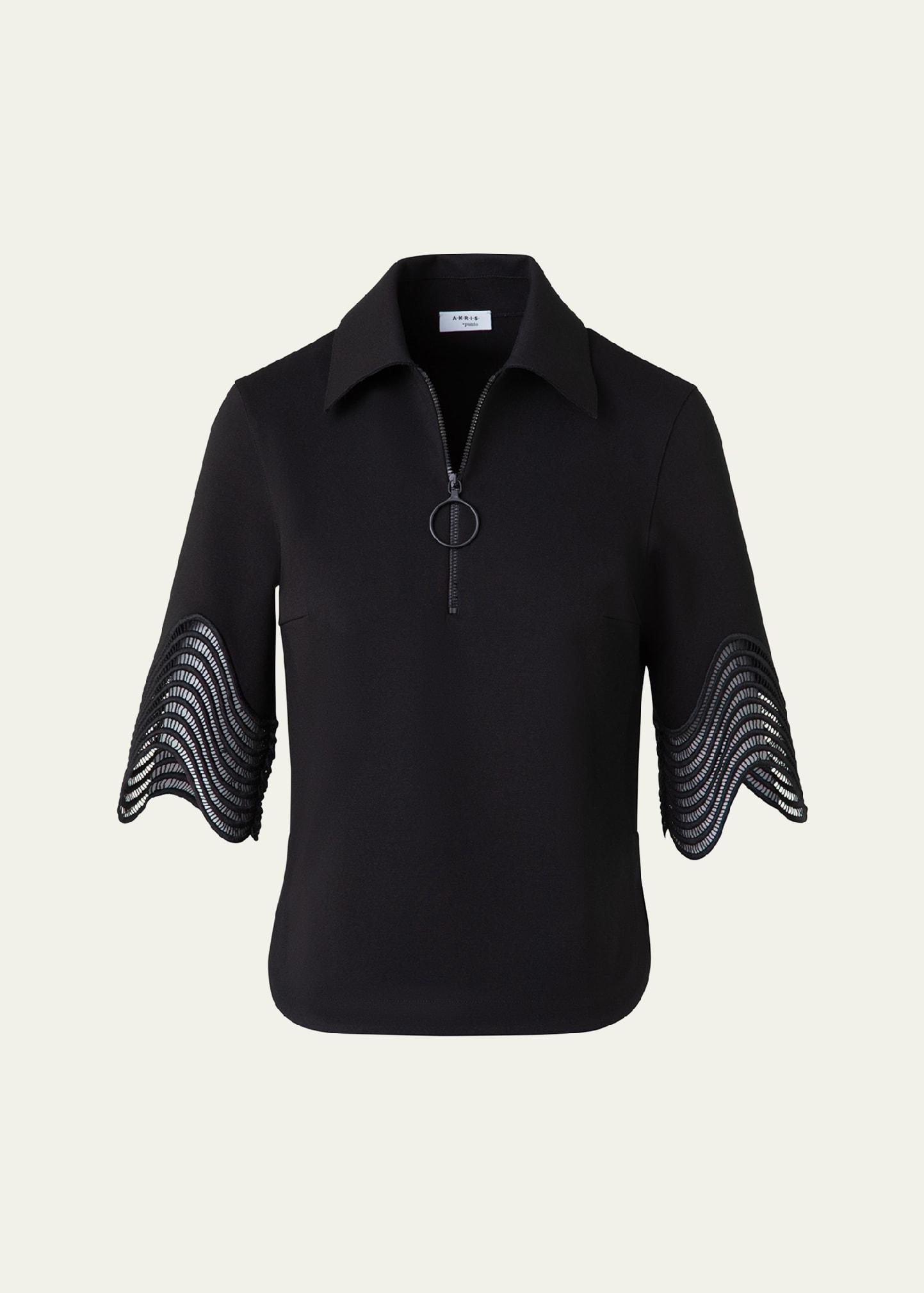 waved lace borders polo jersey shirt