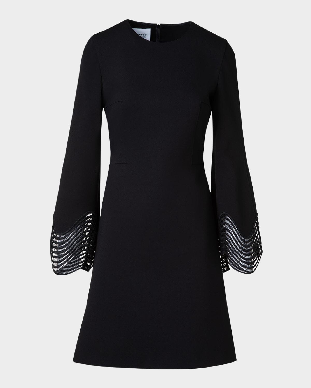 waved lace cuff jersey mini dress