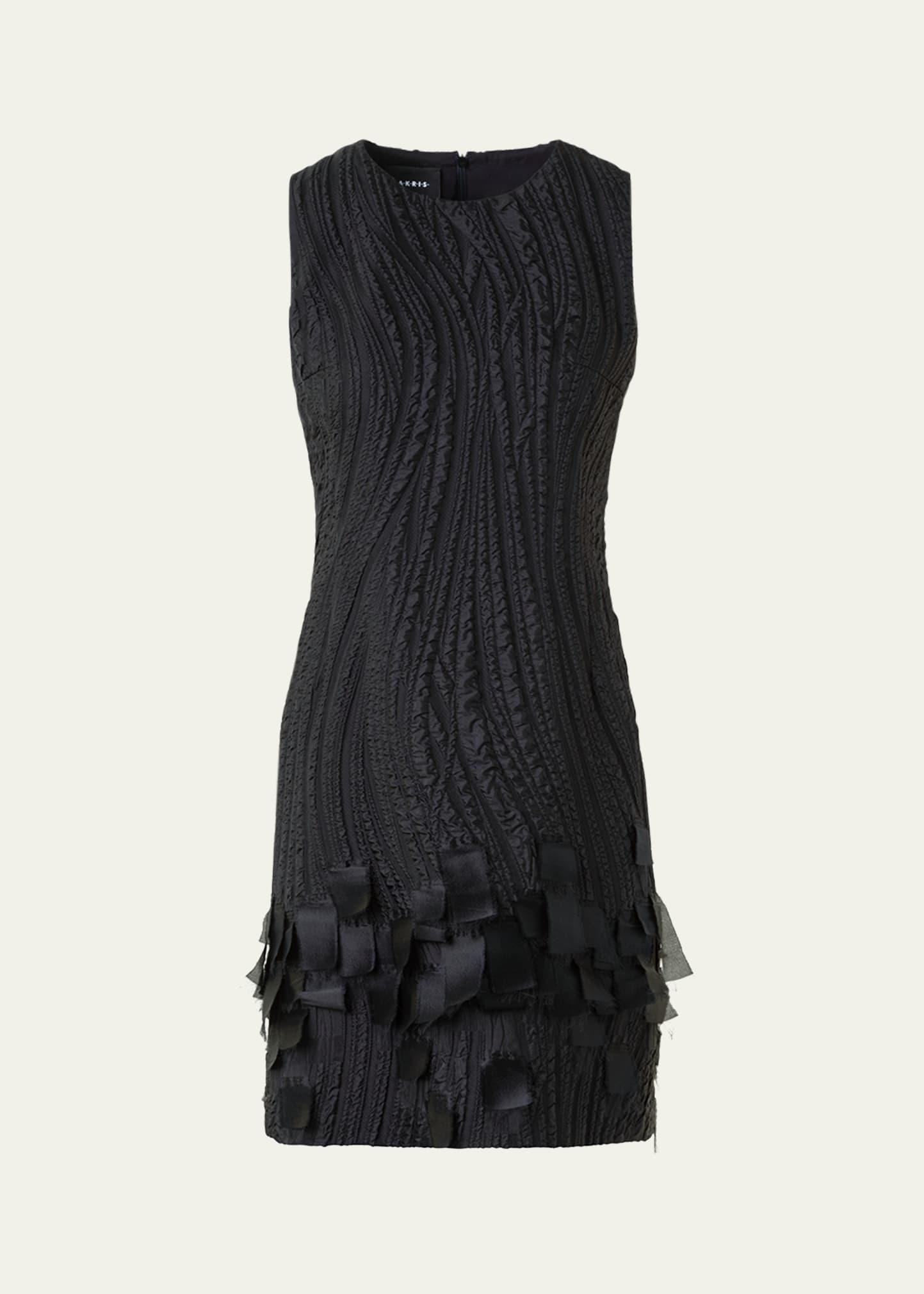 waves and ribbons jacquard sleeveless mini dress