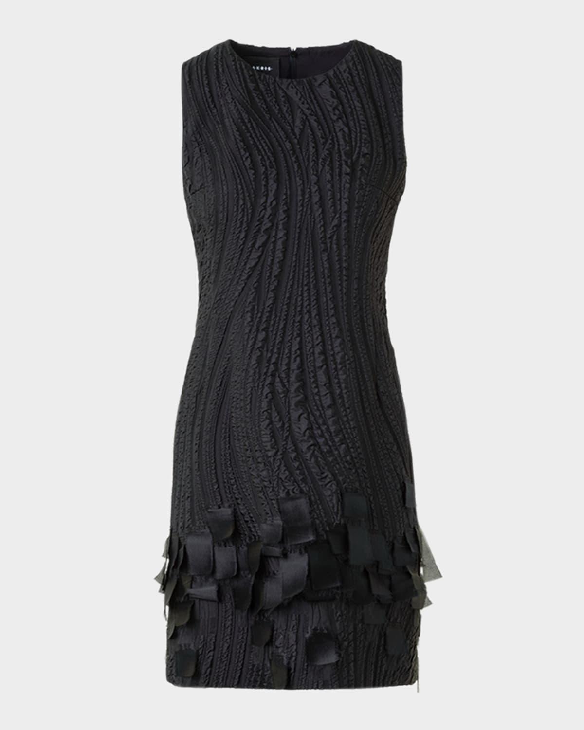 waves and ribbons jacquard sleeveless mini dress