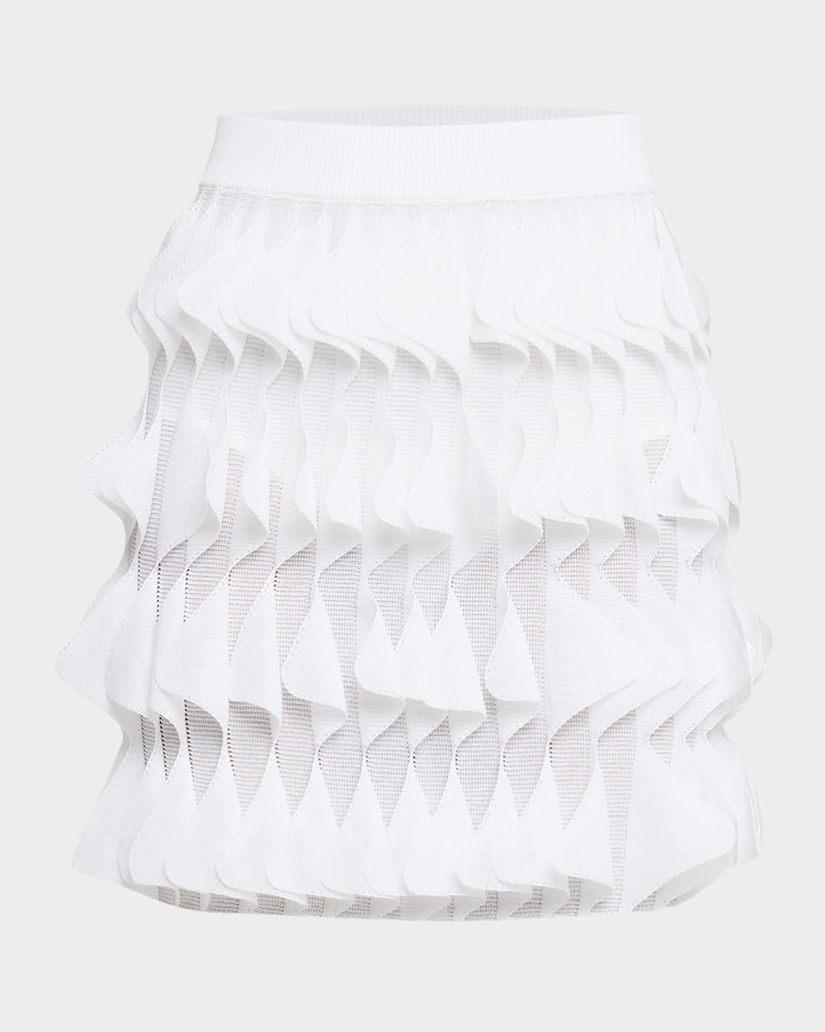 wavy ruffle knit mini skirt