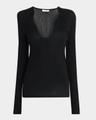 wavy scoop-neck long-sleeve top