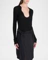 wavy scoop-neck long-sleeve top