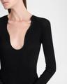 wavy scoop-neck long-sleeve top