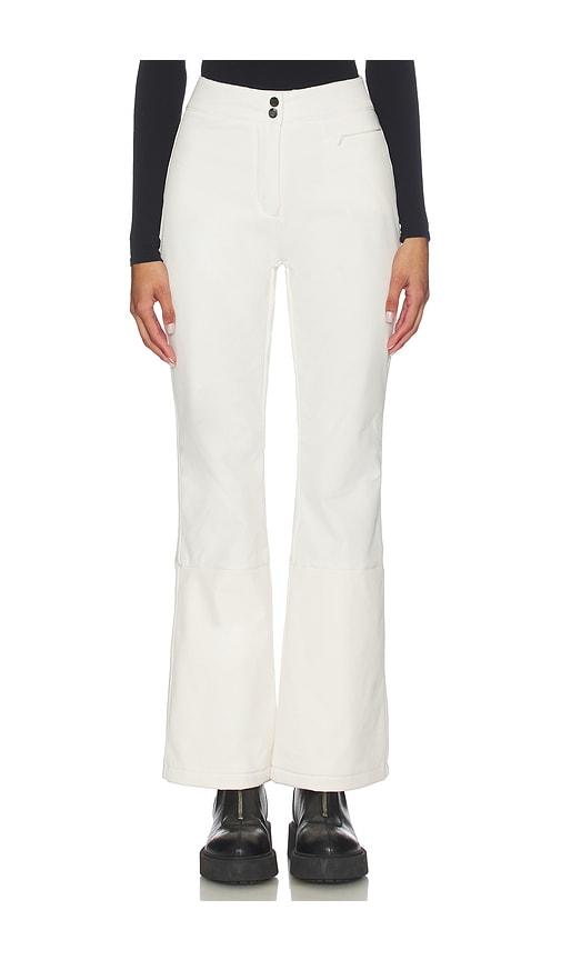 we norwegians tyin boootleg ski pant in white.