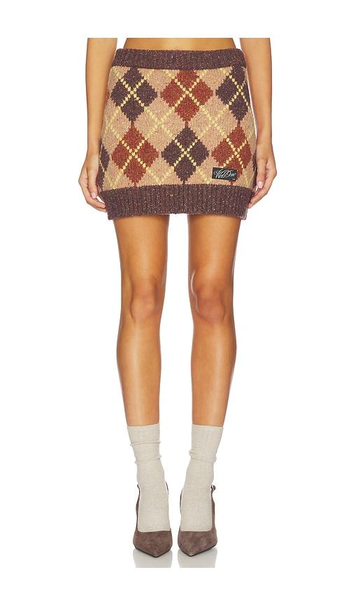 we11done argyle intarsia mini skirt in brown.